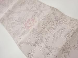 綴れ草花に立涌模様織出し名古屋帯